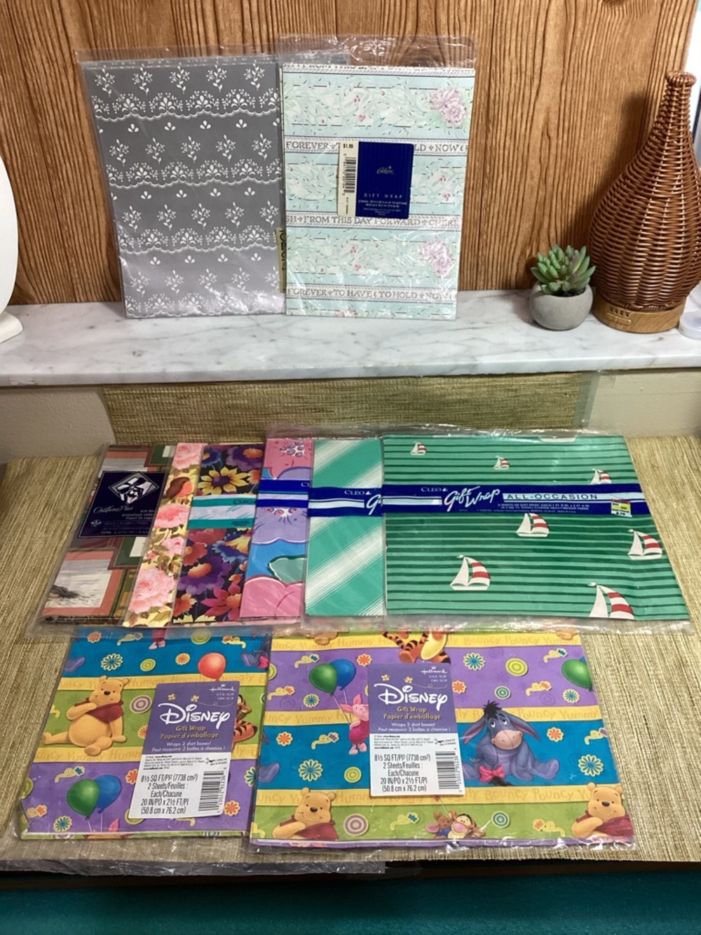 Vintage Assorted Gift Wrap all occasion-Floral, Stripes, Nautical, Disney